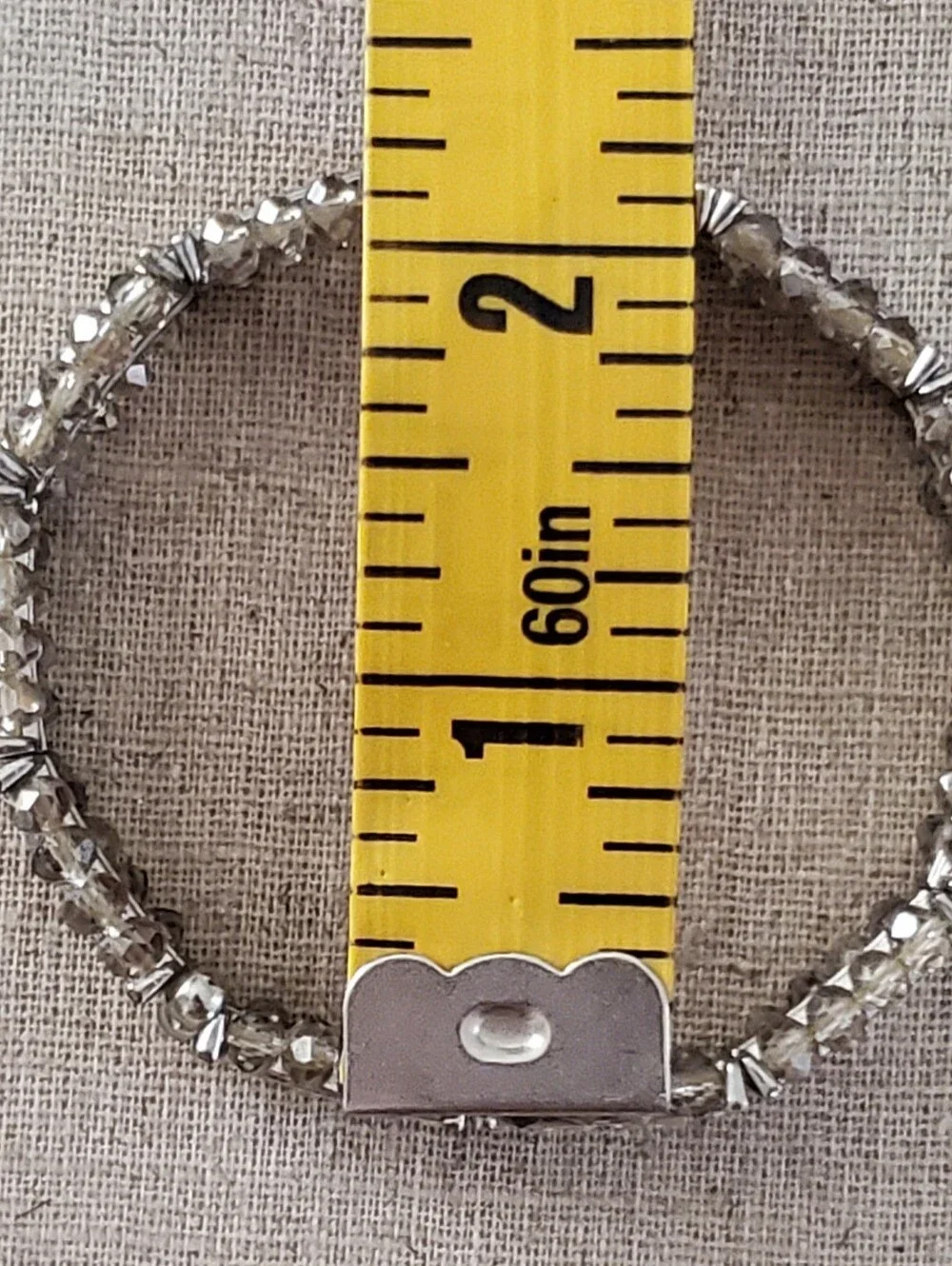 ​White House Black Market Silver Crystal Faceted Bead Multi Row Stretch Bracelet